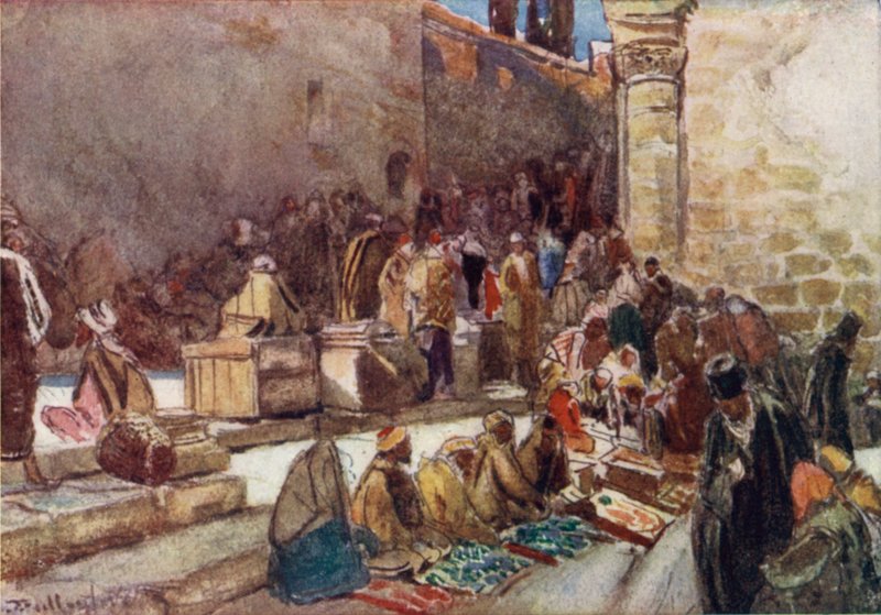 Sisäänkäynti Jerusalemin Pyhän haudan kirkon etupihaan tekijältä John Fulleylove