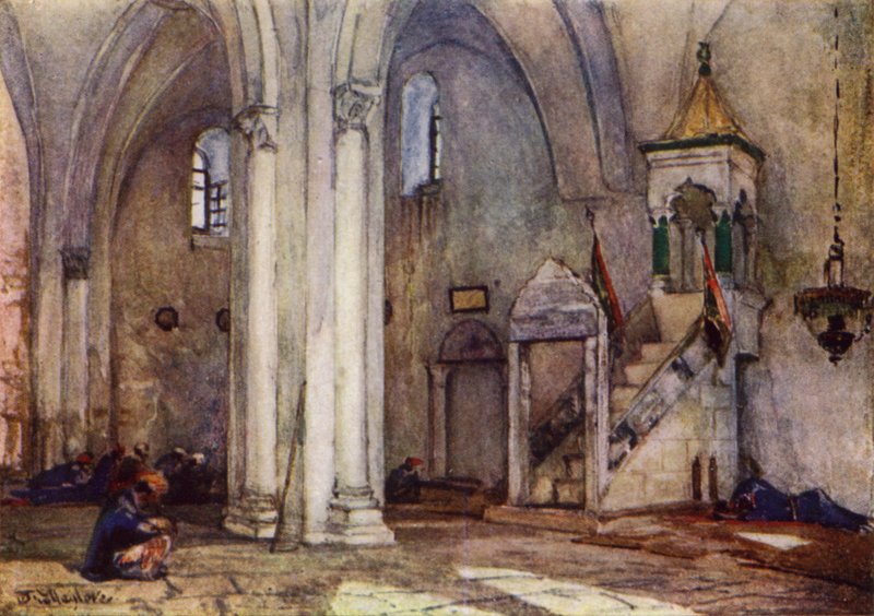 Samarian moskeijan sisustus (väri litho) tekijältä John Fulleylove