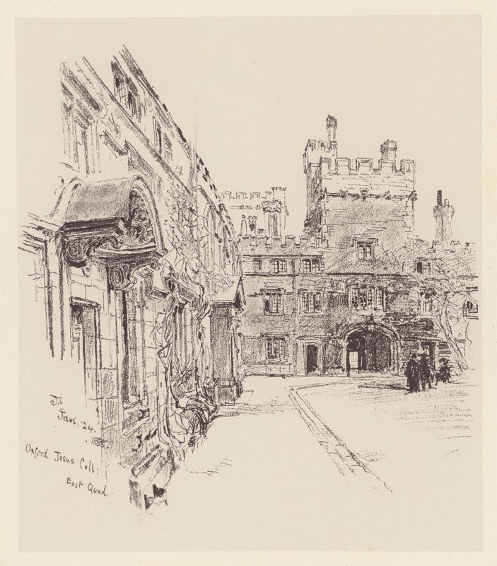 Jesus College (litografia) tekijältä John Fulleylove