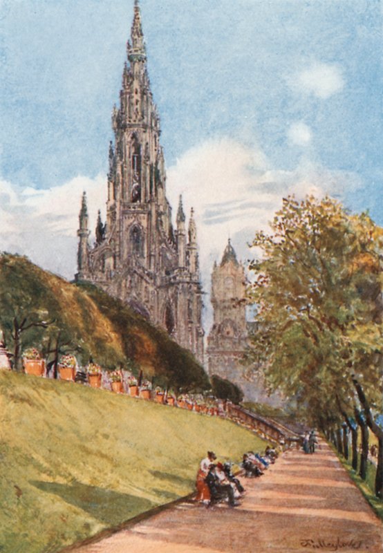 Sir Walter Scottin muistomerkki East Princes Street Gardensista tekijältä John Fulleylove