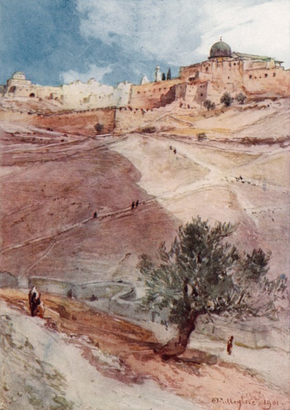Jerusalemin etelämuuri, Siloamin kylän pohjoispäästä tekijältä John Fulleylove