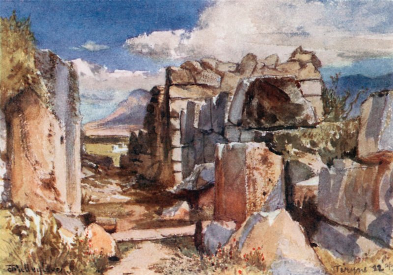 Tiryns. Ylälinnan portti tekijältä John Fulleylove