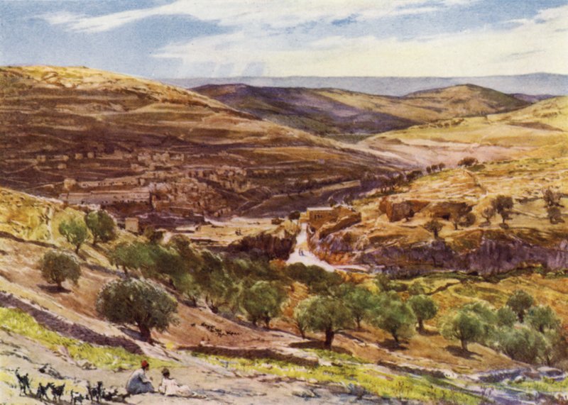 Hinnomin laakso, loukkauskukkula (väri litho) tekijältä John Fulleylove