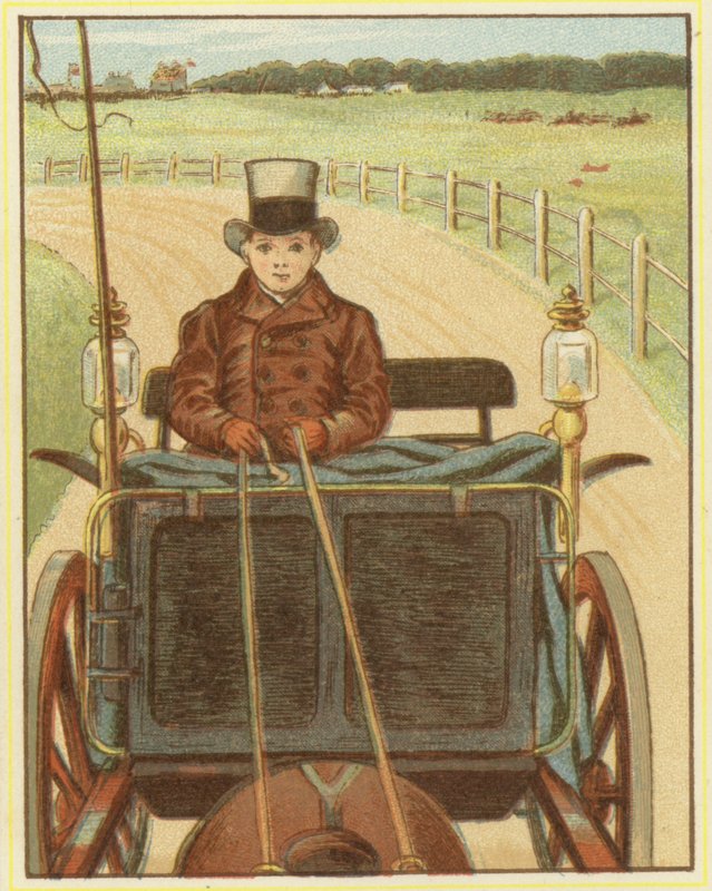 Poika ajaa hevosta ja kärryä (väri litho) tekijältä John George (after) Sowerby
