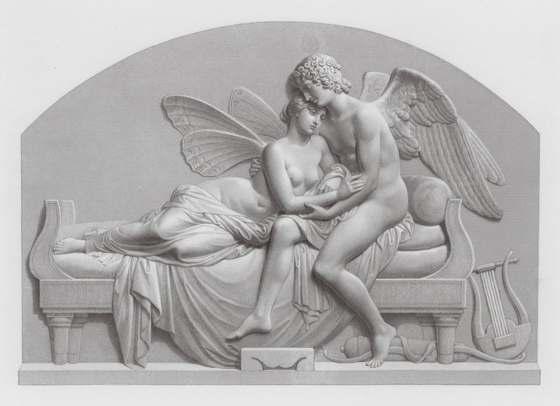 Amor ja Psyche (kaiverrus) tekijältä John Gibson