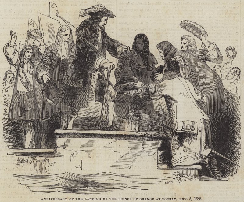 Oranssin prinssin maihinnousun vuosipäivä Torbayssa, 5. marraskuuta 1688 tekijältä John Gilbert