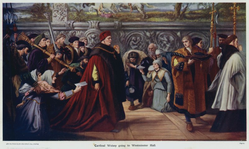 Kardinaali Wolsey lähdössä Westminster Halliin tekijältä John Gilbert
