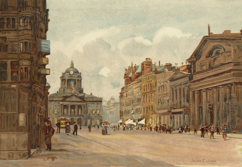 Liverpool: Castle Street (väri litho) tekijältä John Glynn