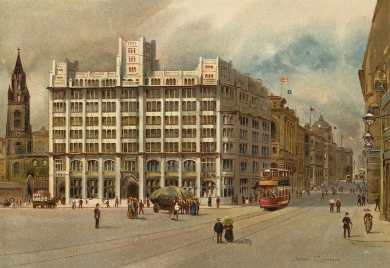 Liverpool: Tower Building ja Water Street (värilitho) tekijältä John Glynn