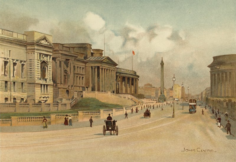Liverpool: William Brown Street, tekninen koulu, museo ja ilmainen kirjasto (värilitho) tekijältä John Glynn