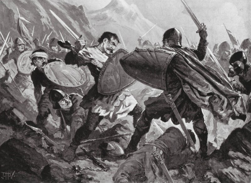 Bulgarian tsaari Mikael Shishman kuoli Velbuzhdin taistelussa. tekijältä John Harris Valda
