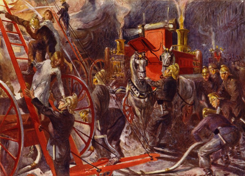 Palokunta työssä (värilitro) tekijältä John Henry Frederick (after) Bacon