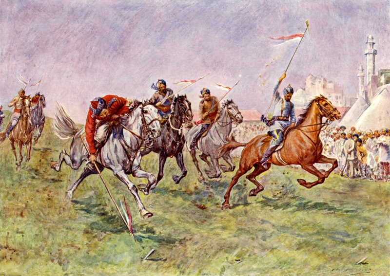 Teltan kiinnitys Intiassa (väri litho) tekijältä John Henry Frederick (after) Bacon