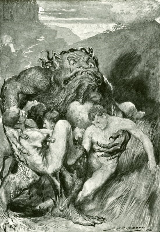 Pahan demoni raivokkaalla raivollaan tarttui heihin ahneesti tekijältä John Henry Frederick after Bacon