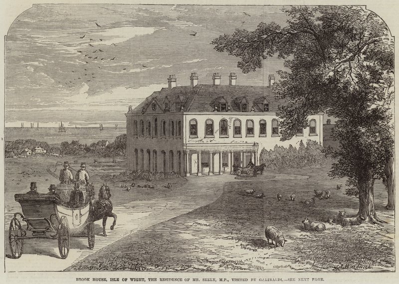 Brook House, Isle of Wight, kansanedustaja Seelyn asuinpaikka, jossa Garibaldi vieraili tekijältä John Jessop Hardwick