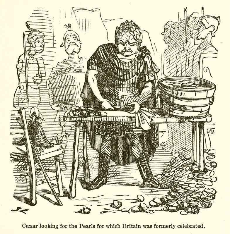 Caesar etsi helmiä, joista Britannia oli ennen kuuluisa... tekijältä John Leech