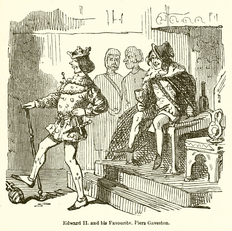 Edward II ja hänen suosikkinsa Piers Gaveston tekijältä John Leech