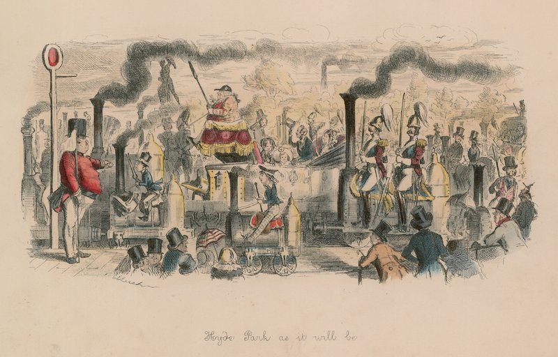 Hyde Park sellaisena kuin se tulee olemaan (värillinen kaiverrus) tekijältä John Leech