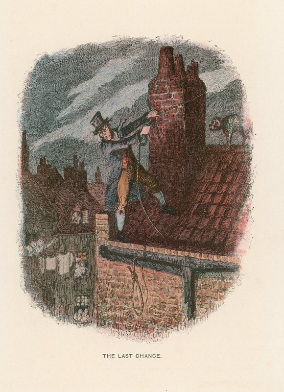 Kuvitus Oliver Twistille tekijältä John Leech