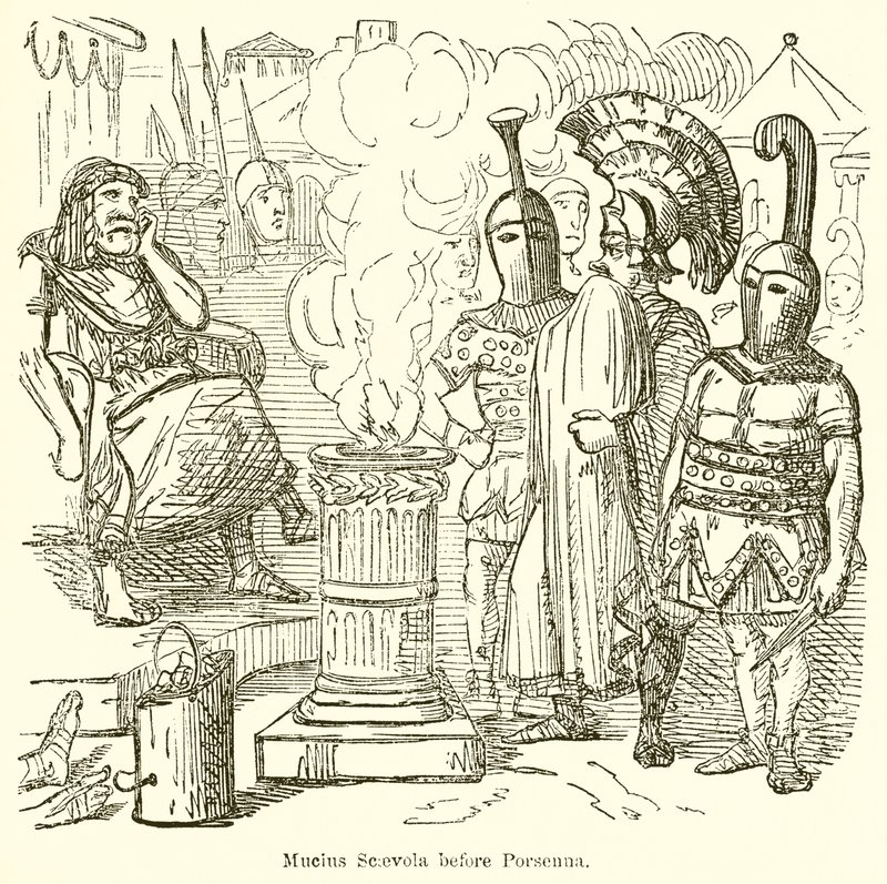 Mucius Scaevola ennen Porsennaa tekijältä John Leech