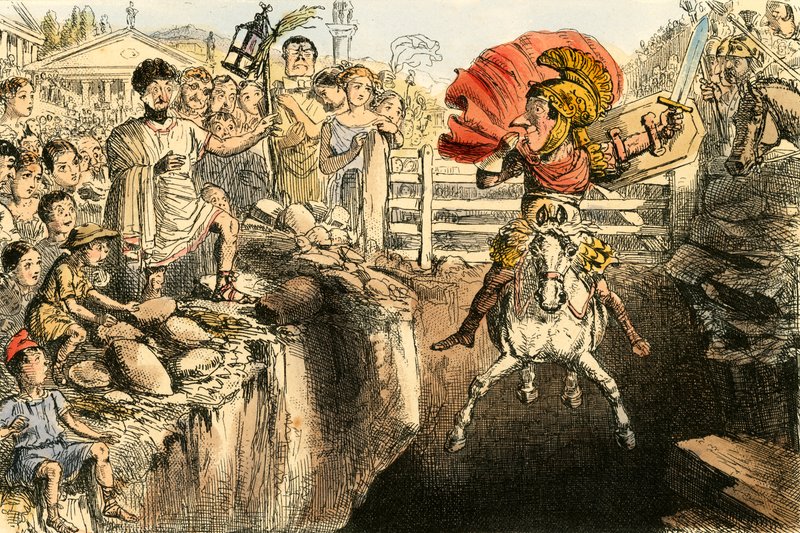 Urhea Curtius hyppää kuiluun tekijältä John Leech