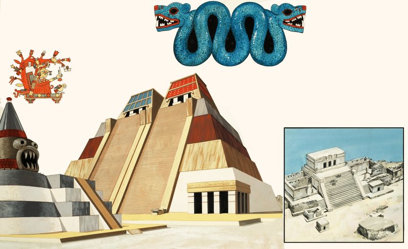 Hämmästyttävä Tenochtitlanin kaupunki (guassi paperilla) tekijältä John Marshall