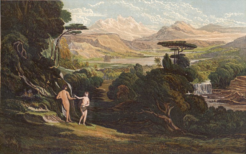 Eedenin puutarha (chromolitho) tekijältä John Martin