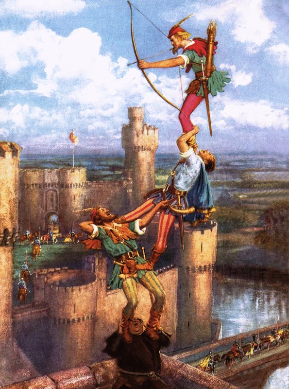 Robin Hood ampuu Nottinghamin linnaan tekijältä John Millar Watt