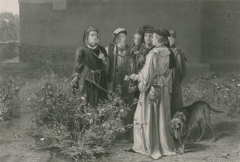 Kohtaus temppelipuutarhassa, kuningas Henrik VI, ensimmäinen osa tekijältä John Pettie