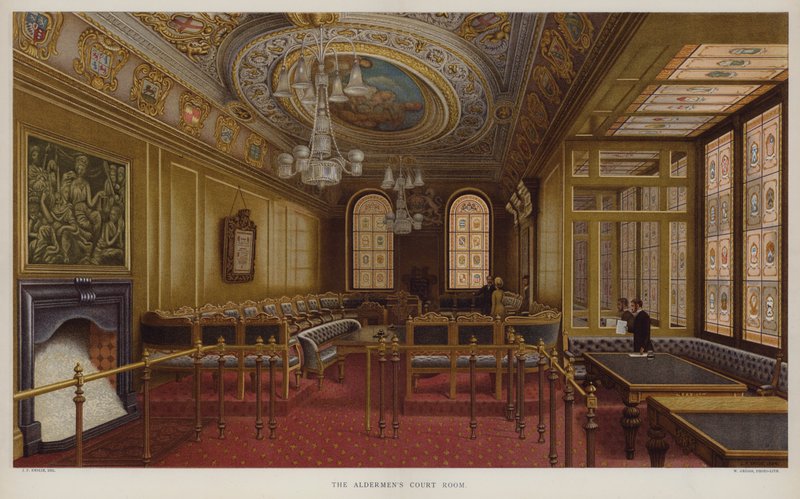 Vanhusten oikeussali. Guildhall, Lontoon kaupunki tekijältä John Phillipp Emslie