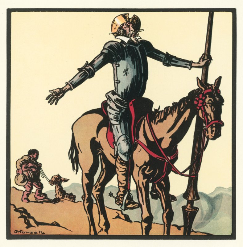 Kensington Rhymes: Don Quijote (väri litho) tekijältä John Robert (after) Monsell