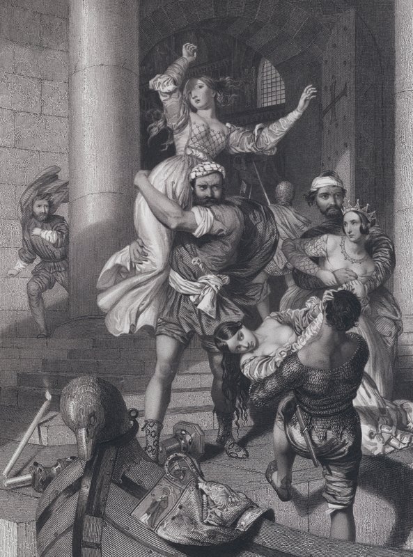 Venetsialaisten morsiamen sieppaus (kaiverrus) tekijältä John Rogers (after) Herbert