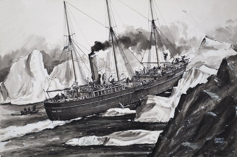 Roosevelt murskaa jäätä päästäkseen pohjoisnavalle (guassi paperille). tekijältä John S. Smith