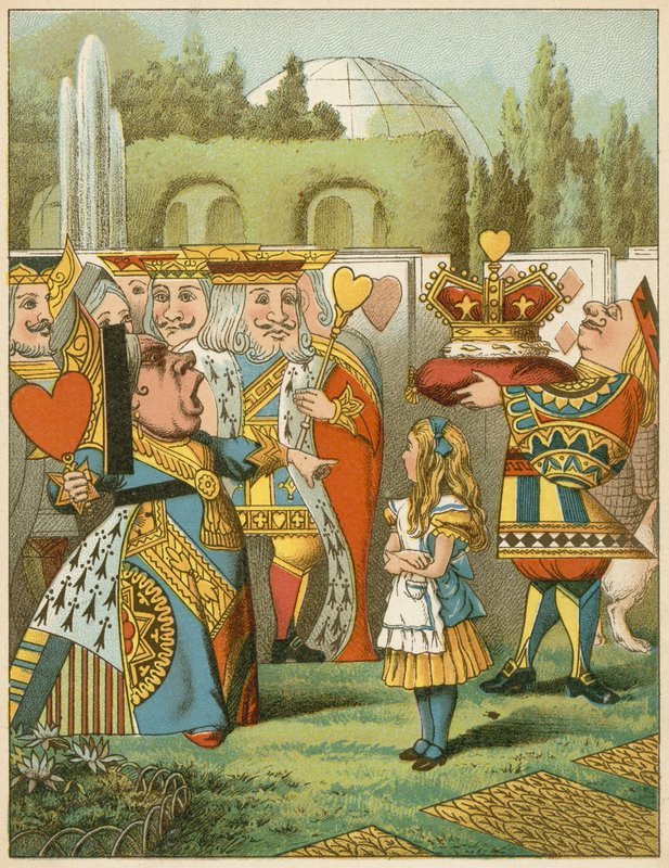 Kuningatar sanoi ankarasti "Kuka tämä on" Liisa seikkailuista ihmemaassa tekijältä John Tenniel