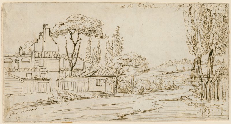 Chenies St -kadun päässä, Bedford Square, 20. heinäkuuta 1793 (muste paperille) tekijältä John Thomas Serres