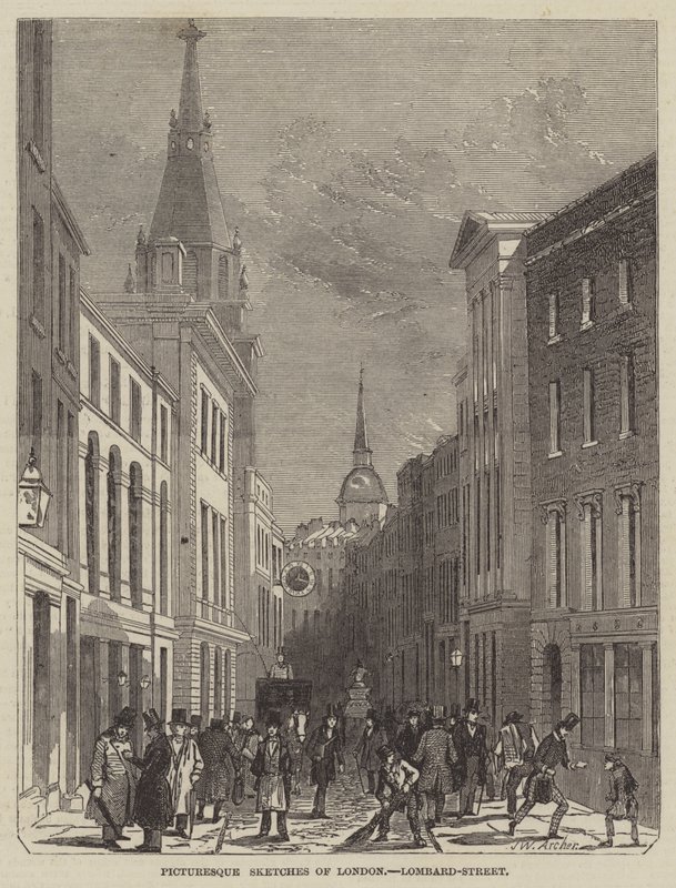 Kuvankauniita luonnoksia Lontoosta, Lombard-Street tekijältä John Wykeham Archer