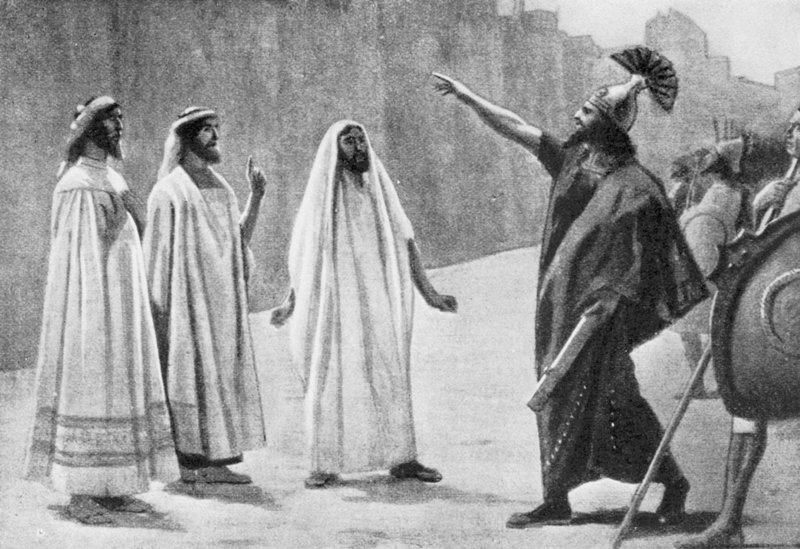 Rabshakeh Jerusalemin muurien edessä, 701 eKr. (litografia) tekijältä Jose (after) Villegas y Cordero