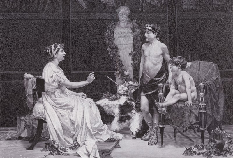 Cornelia, Gracchin äiti (litho) tekijältä Jose Garnelo y Alda