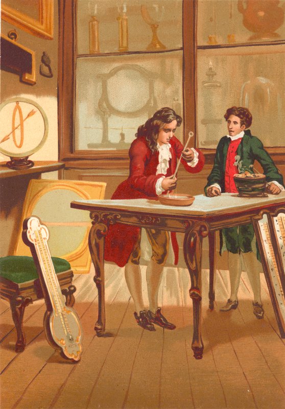 Rene Antoine Ferchault de Reaumur rakentaa lämpömittaria tekijältä Josep or Jose Planella Coromina