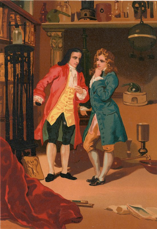 Robert Boyle ja Denis Papin tarkastavat Papinin höyrykeittimen tekijältä Josep or Jose Planella Coromina