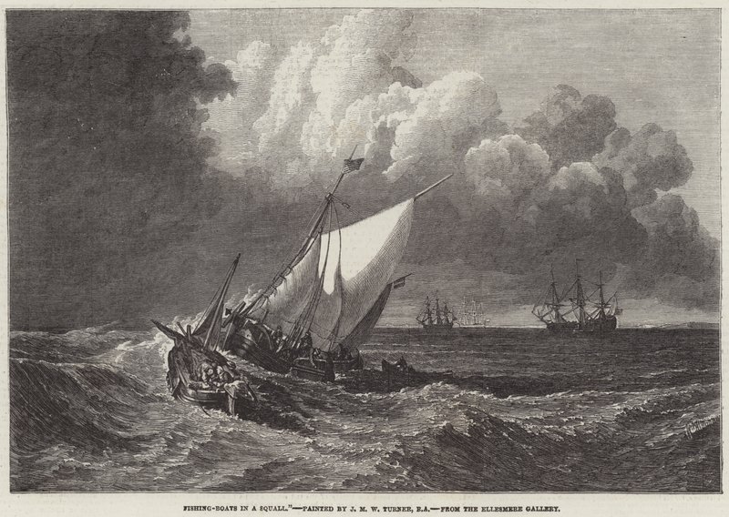 Kalastusveneet Squallissa tekijältä Joseph Mallord William Turner