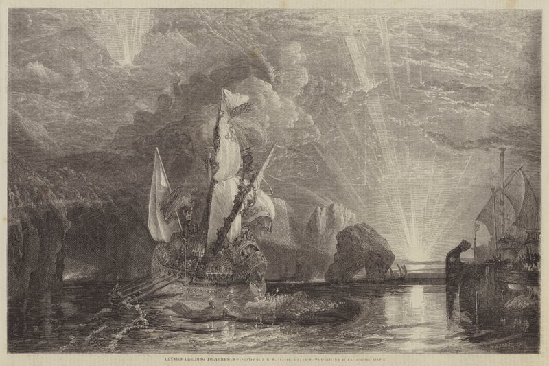Ulysses pilkannut Polyphemusta tekijältä Joseph Mallord William Turner