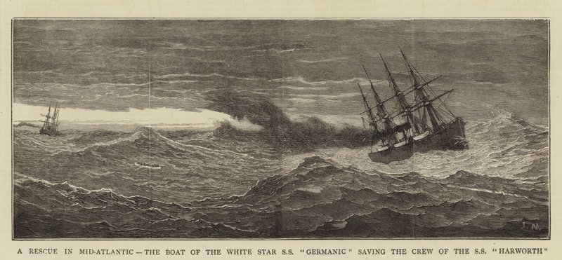 Pelastus Keski-Atlantilla, White Starin SS-germaanilainen vene pelastaa SS Harworthin miehistön tekijältä Joseph Nash