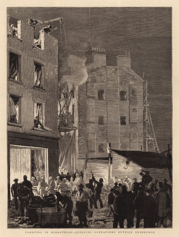 Fagoting Midlothianissa, rakennustoiminta Edinburghin ulkopuolella tekijältä Joseph Nash