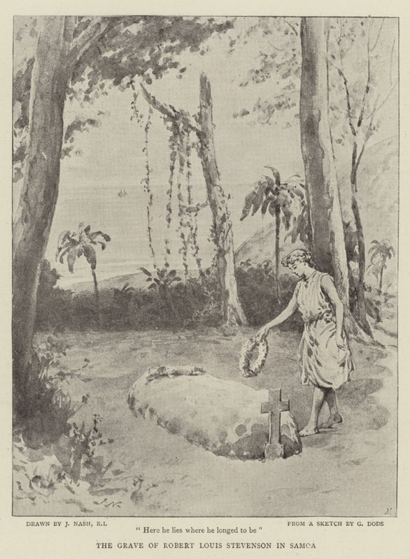 Robert Louis Stevensonin hauta Samoalla tekijältä Joseph Nash