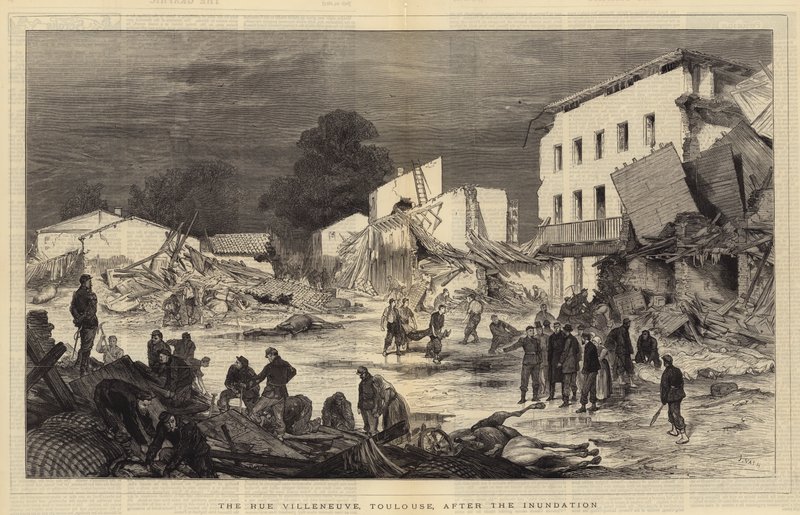 Rue Villeneuve, Toulouse, tulvan jälkeen tekijältä Joseph Nash