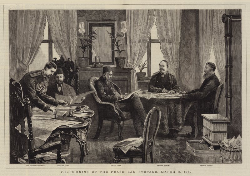 Rauhan allekirjoitus, San Stefano, 3. maaliskuuta 1878 tekijältä Joseph Nash