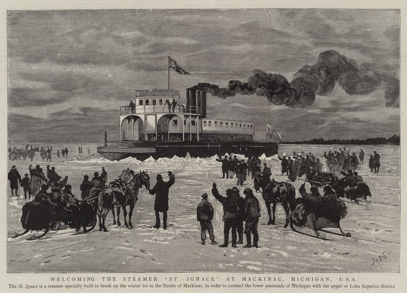 Steamer St Ignace toivottaa tervetulleeksi Mackinacissa, Michiganissa, Yhdysvalloissa tekijältä Joseph Nash