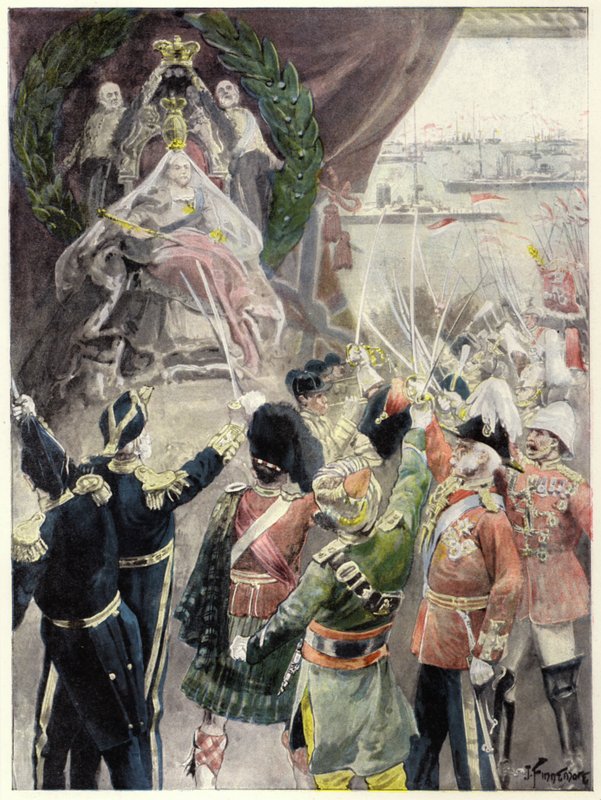 Kuningatar Victorian hahmo: Ylivalta (väri litho) tekijältä Joseph (after) Finnemore