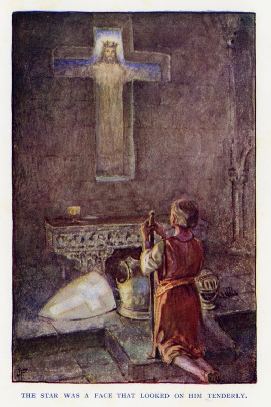 Kuvitus Sir Knight of the Splendid Waylle (väri litho) tekijältä Joseph (after) Finnemore